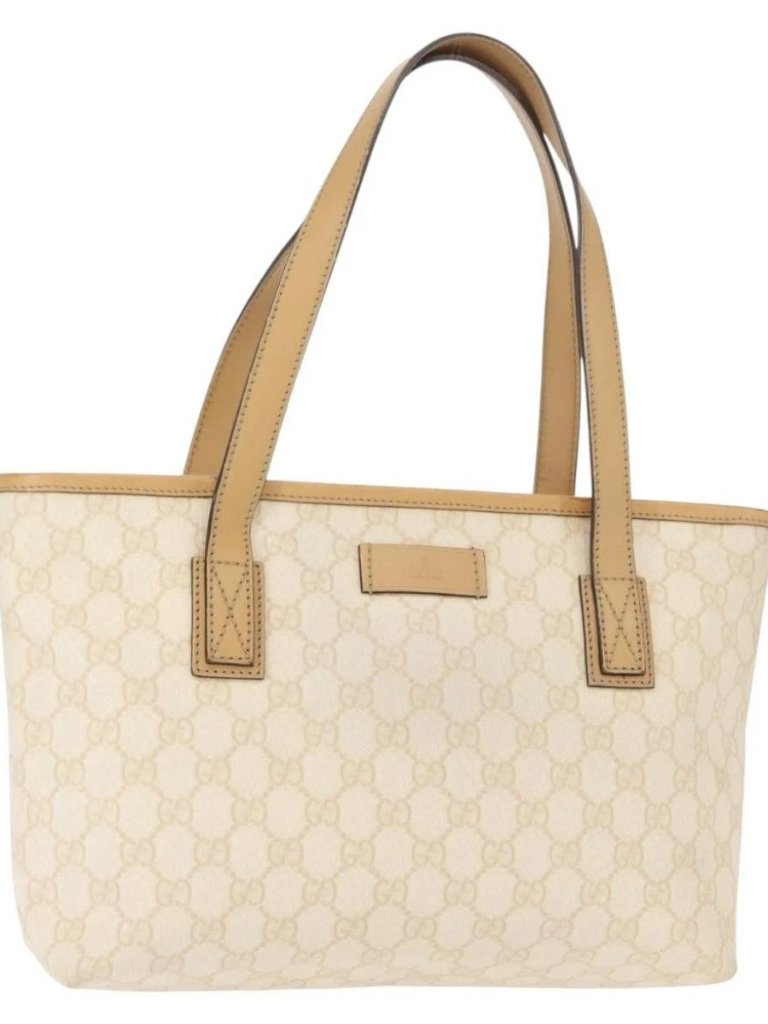 Gucci Gg Supreme Shoulder Bag Pvc Beige Gold 211133 Auth 121363
